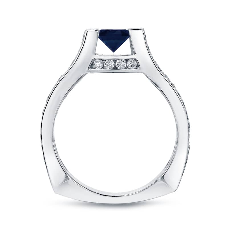 Auriya 14k Gold 2ct Unique Blue Sapphire and Diamond Engagement Ring 1 1/4ctw