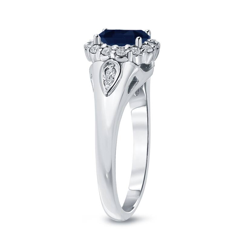 Auriya 1ct Blue Sapphire and 1/4ctw Halo Diamond Engagement Ring 14k Gold