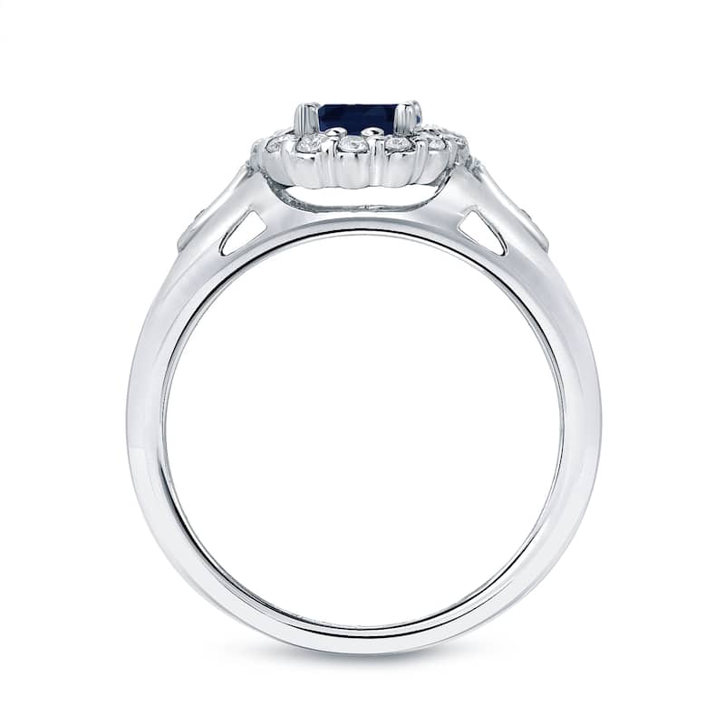 Auriya 1ct Blue Sapphire and 1/4ctw Halo Diamond Engagement Ring 14k Gold
