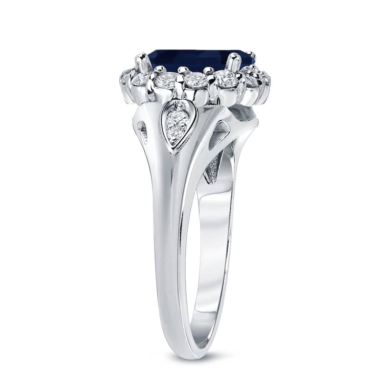 Auriya 2 1/2ct Blue Sapphire and 7/8ctw Halo Diamond Engagement Ring 14k Gold