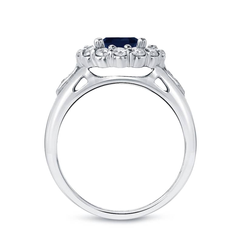 Auriya 2 1/2ct Blue Sapphire and 7/8ctw Halo Diamond Engagement Ring 14k Gold