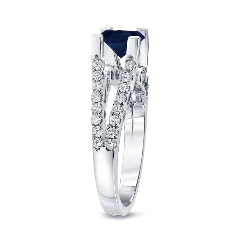 Auriya Modern 1ct Round Blue Sapphire and 1/2ctw Diamond Engagement Ring 14K Gold (H-I, SI1-SI2)