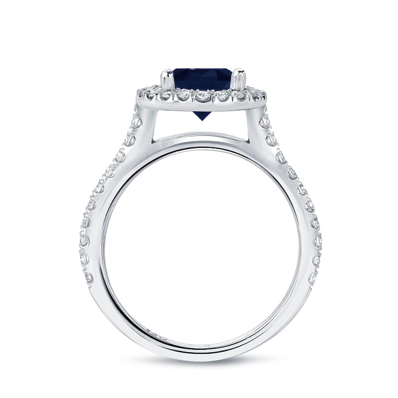 Auriya 2ct Blue Sapphire and 2/5ctw Halo Diamond Engagement Ring 14k Gold