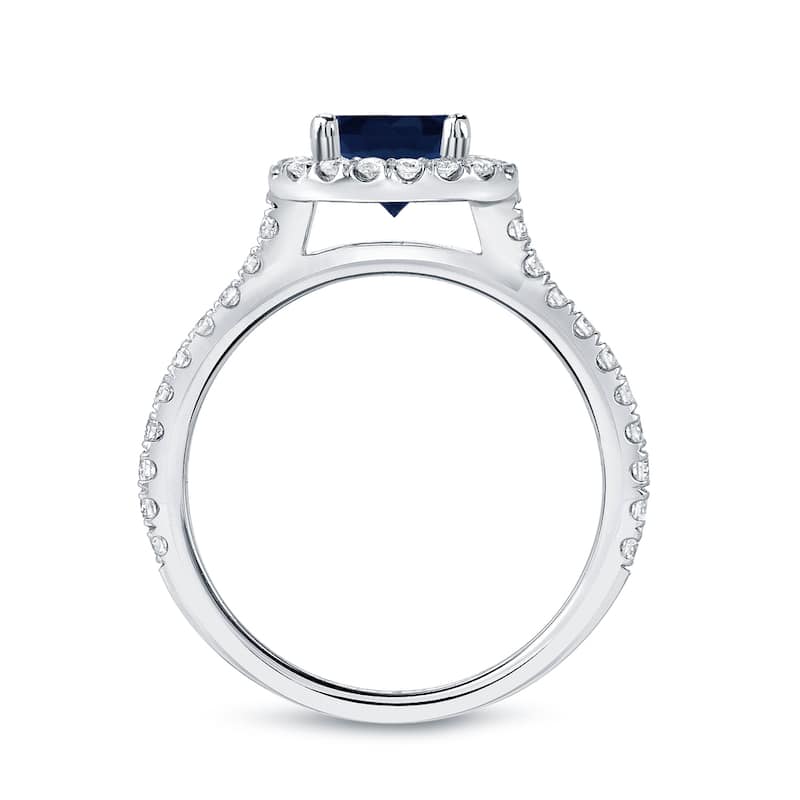 Auriya 14k Gold 1 1/2ct Blue Sapphire and Diamond Halo Engagement Ring 2/5ctw (H-I, SI1-SI2)