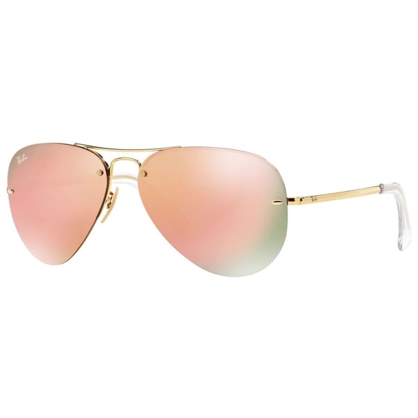 Ray-Ban RB3449 001/2Y Unisex Gold Frame Copper Mirror Lens Sunglasses