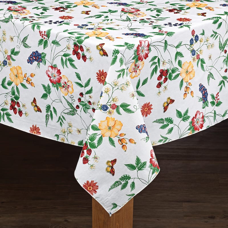 Enchanted Floral Garden Vinyl Tablecloth