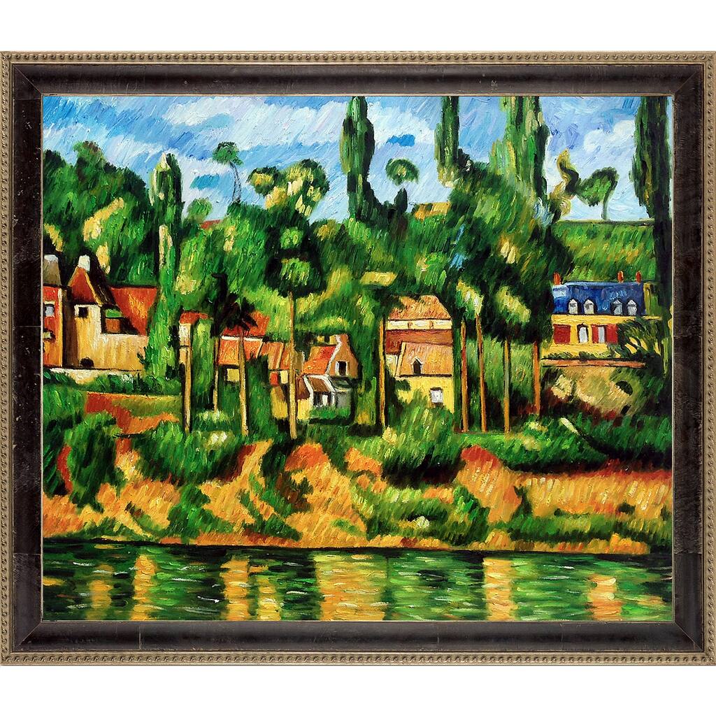 La Pastiche Paul Cezanne 'The Chateau at Medan' Hand Painted Framed Oil Reproduction on Canvas