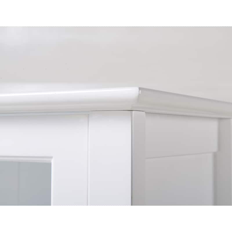 OS Home and Office White Glass Door Accent and Display Cabinet