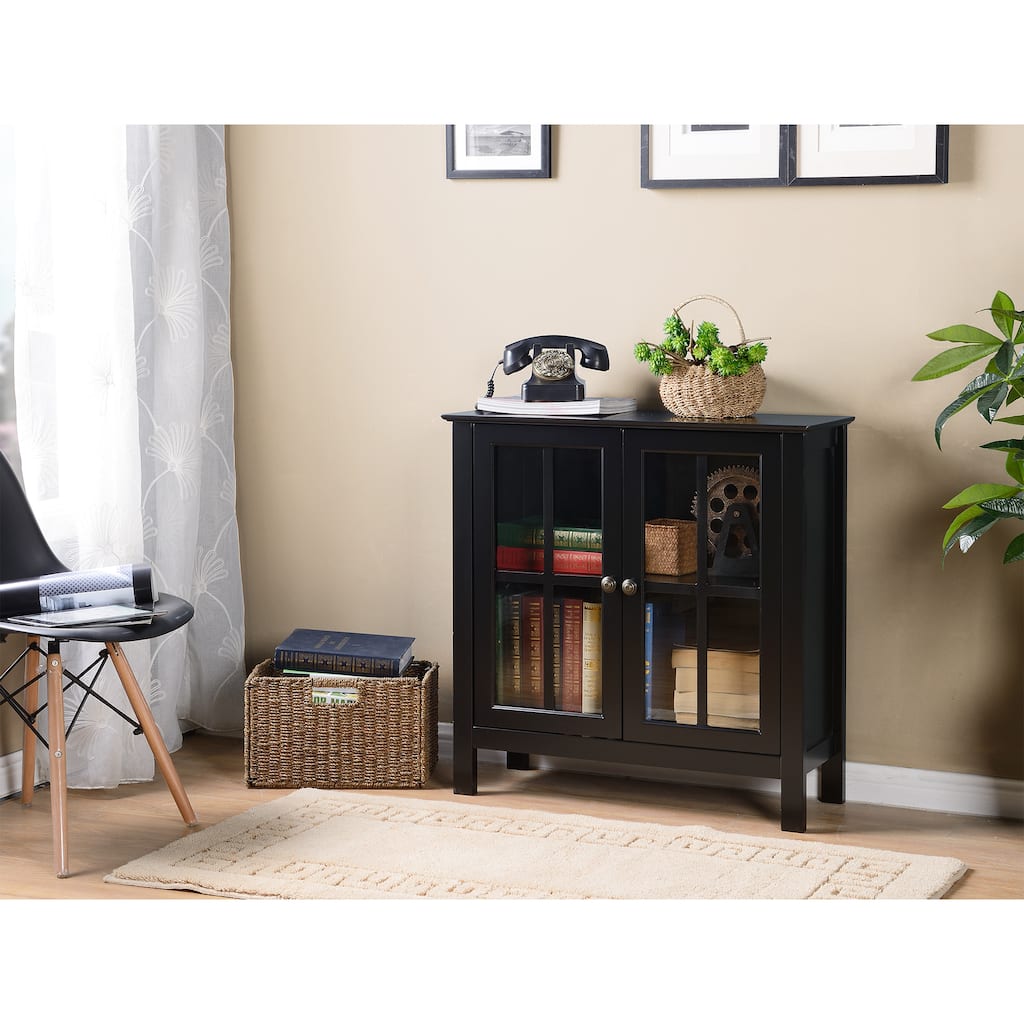 OS Home and Office White Glass Door Accent and Display Cabinet