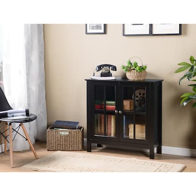 OS Home and Office White Glass Door Accent and Display Cabinet