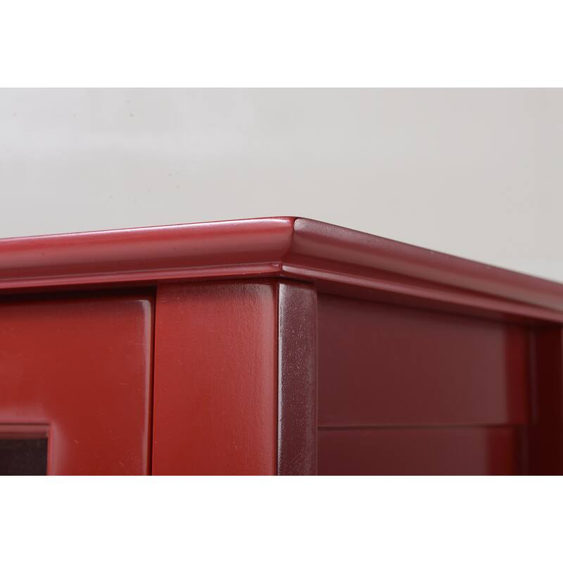 OS Home and Office Red Glass Door Accent and Display Cabinet
