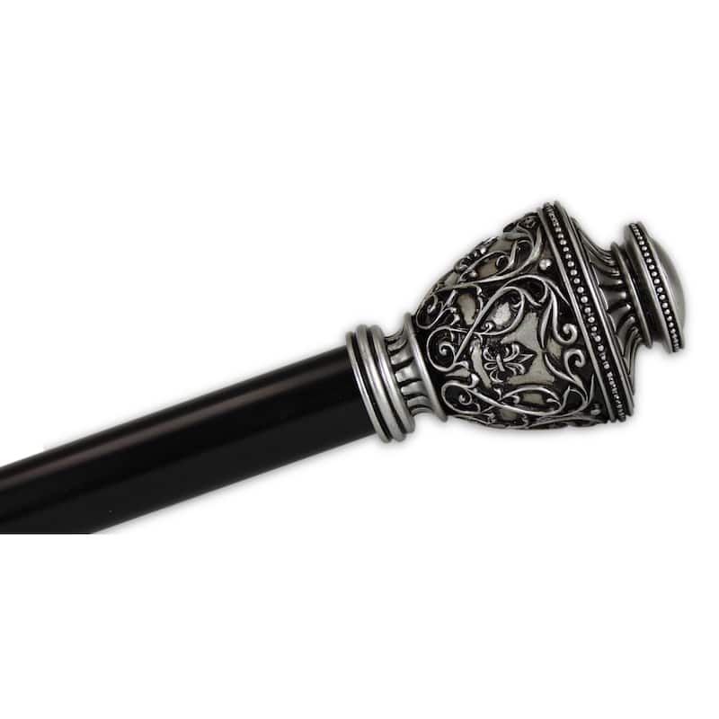 InStyleDesign 1" Two Tone Royalty Collection Curtain Rod - 28 to 48 inches - neva finial