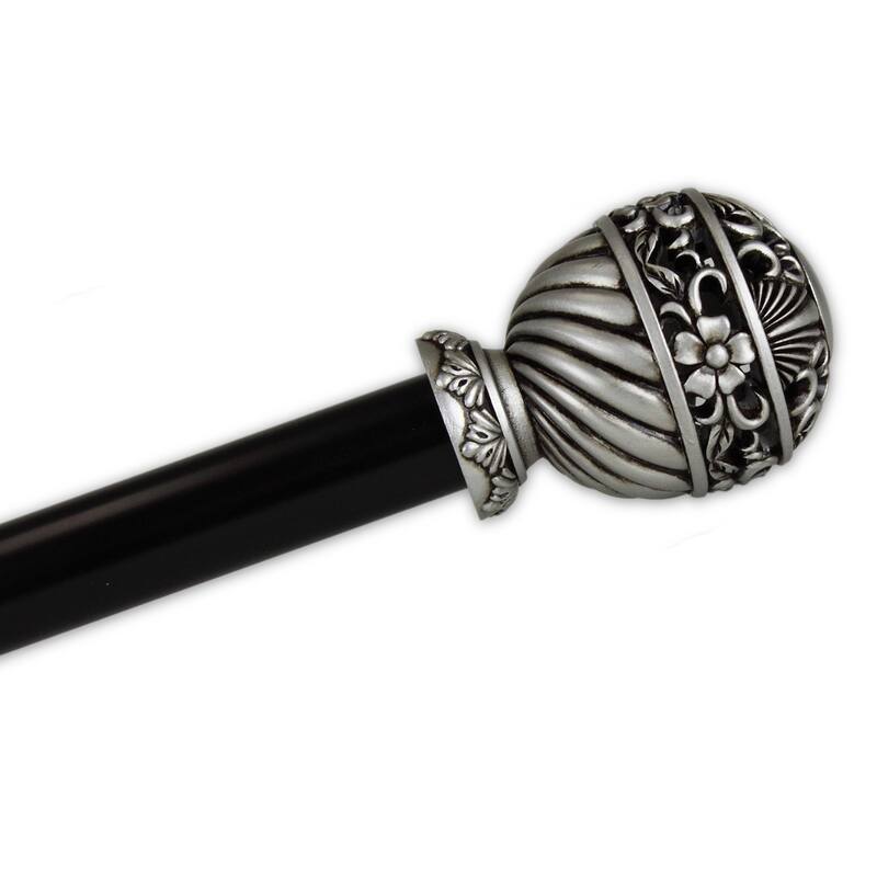 InStyleDesign 1" Two Tone Imperial Collection Curtain Rod - 28 to 48 inches - Marlow Finial