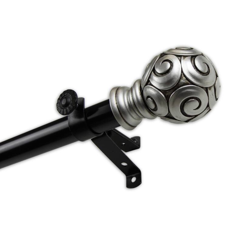 InStyleDesign 13/16" Two Tone Ornate Collection Curtain Rod - 28 to 48 inches - Lux Finial