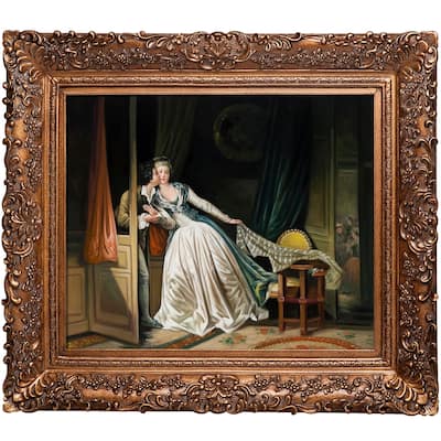 La Pastiche Jean-Honore Fragonard 'The Stolen Kiss' Hand Painted Oil Reproduction