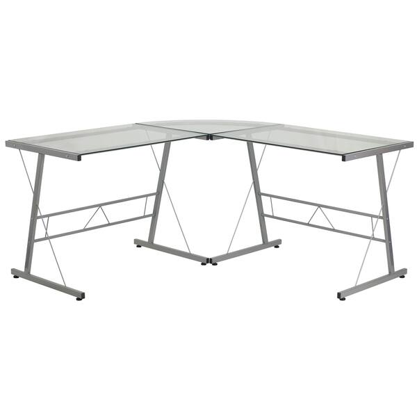 Shop Inmir Glass L Shaped Glass Computer Desk With Metal Frame