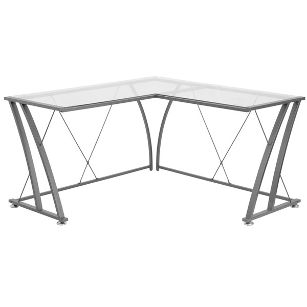 Tempered Gl Computer Desk Black Home Interior Design Jigos L Shaped Clear Tempered Gl Top Black Frame Computer