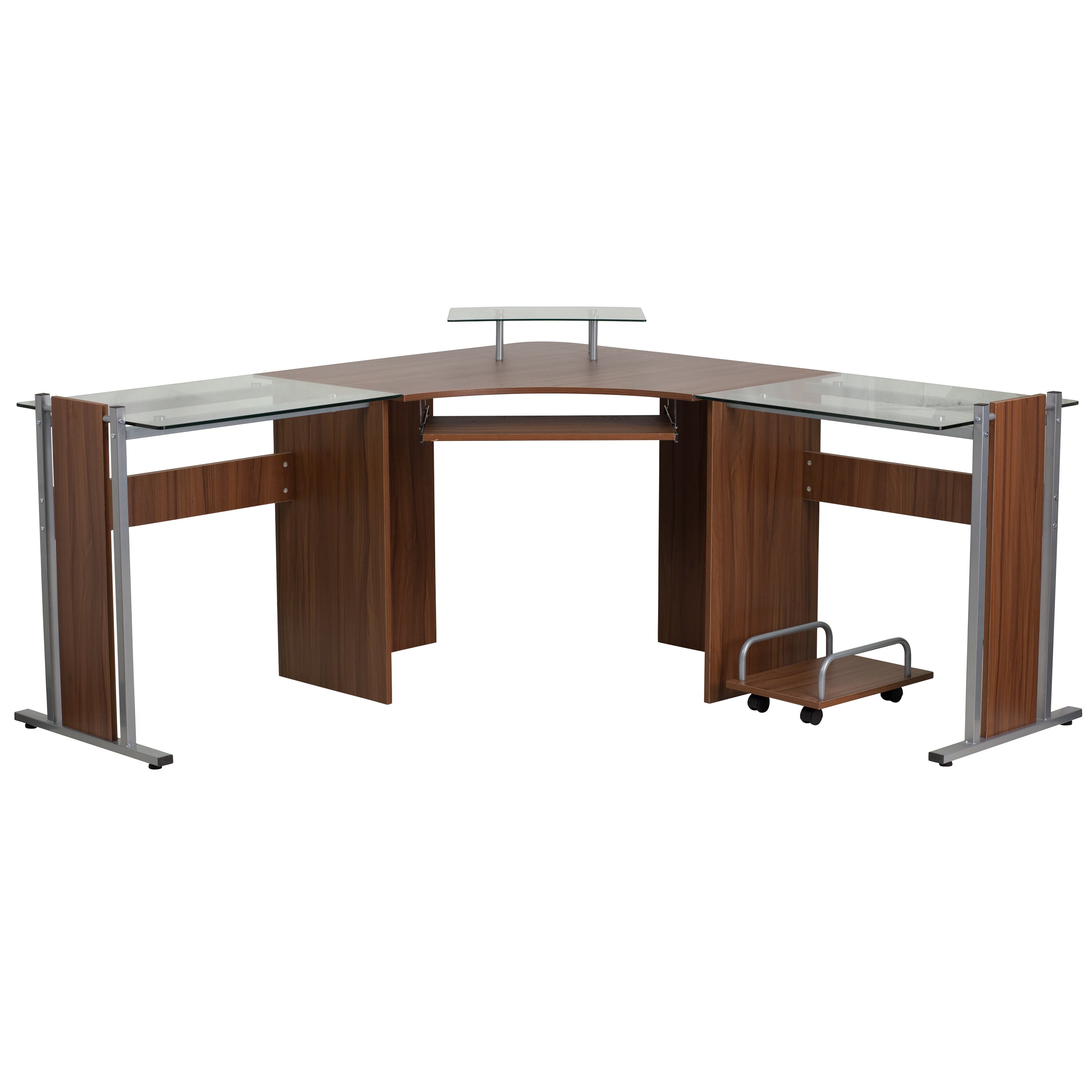 Shop Rald Silver And Brown Wood And Glass Corner Desk Overstock
