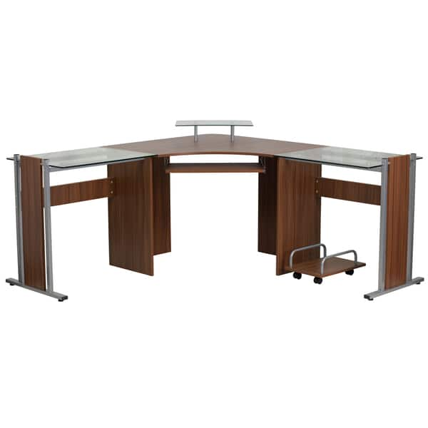 Shop Rald Silver And Brown Wood And Glass Corner Desk Free