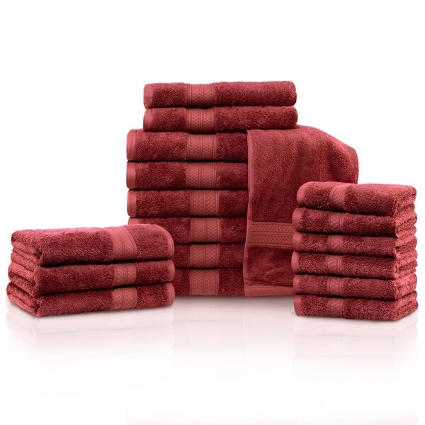 deep red bath towels