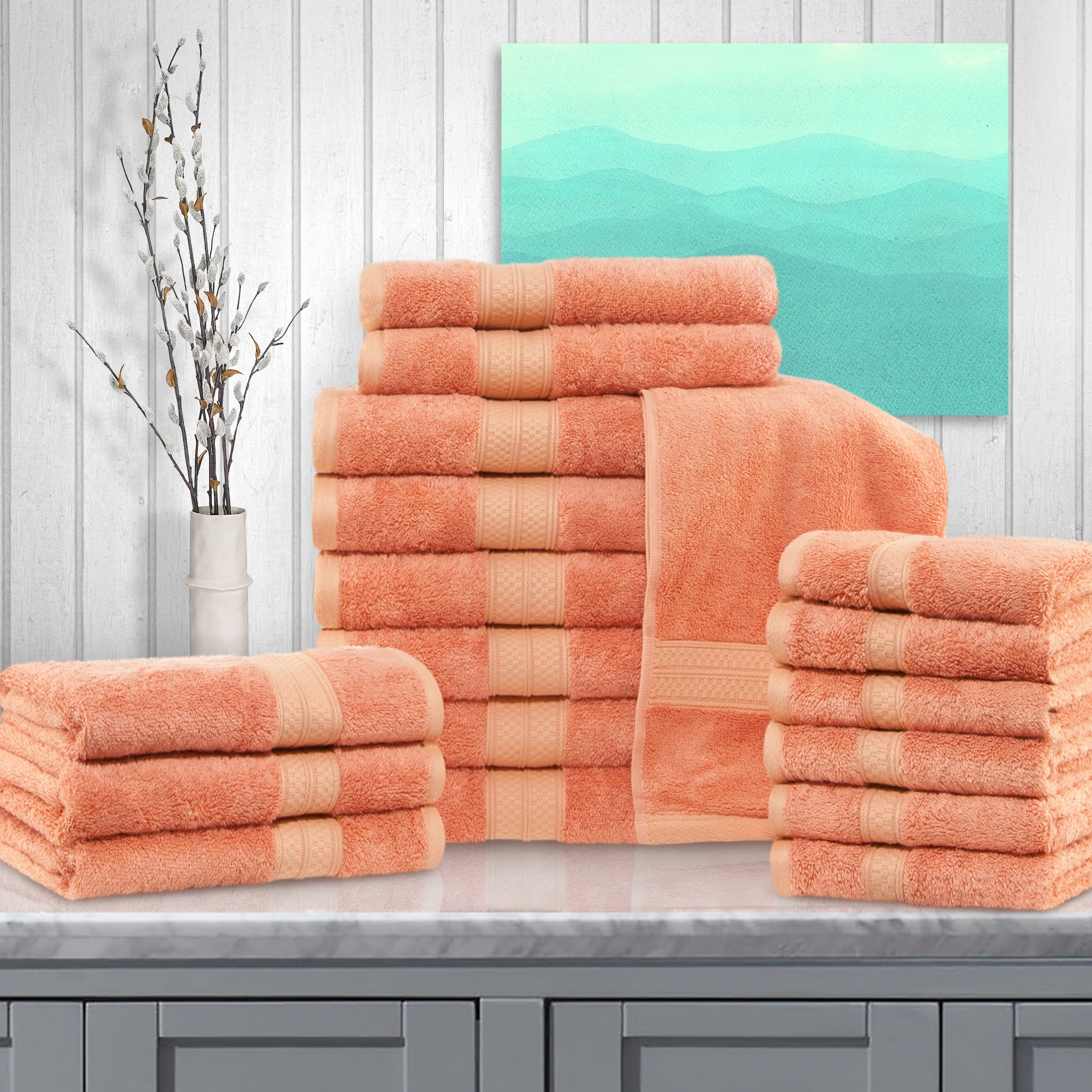 Martex Ringspun 6-Piece Towel Set, Coral, Cotton