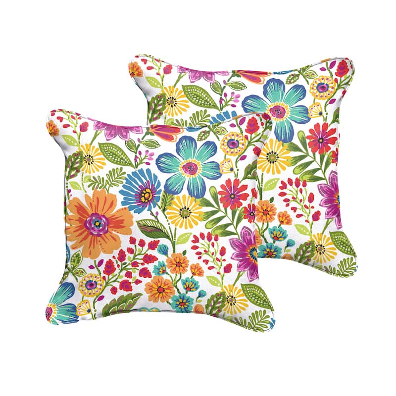 Galliford Multi Floral Indoor/ Outdoor Square Corded Pillow Set