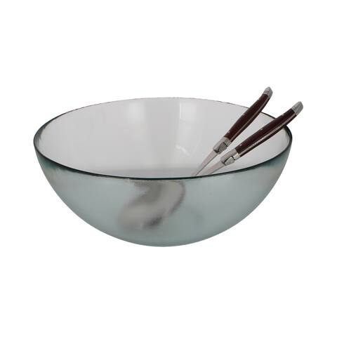 French Home Urban Salad Bowl with Laguiole Connoisseur Rosewood Salad Servers