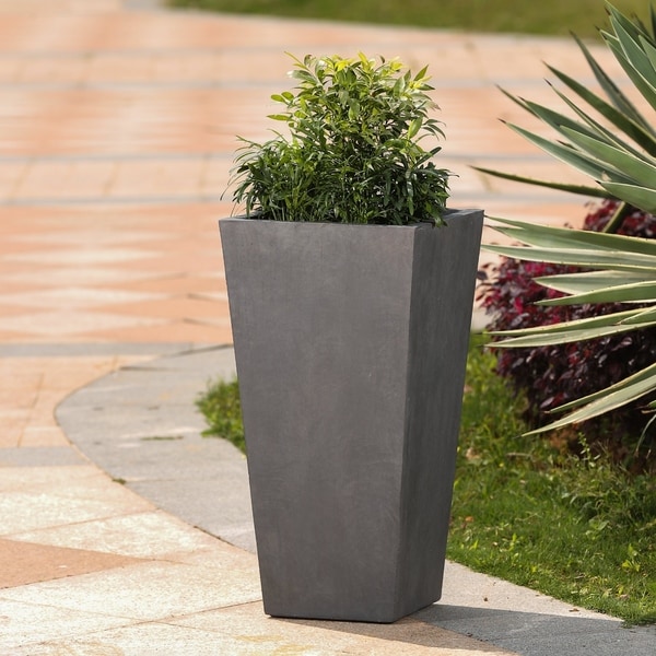 Shop Tapered Stone Finish Tall Planter - On Sale - Ships To Canada ...