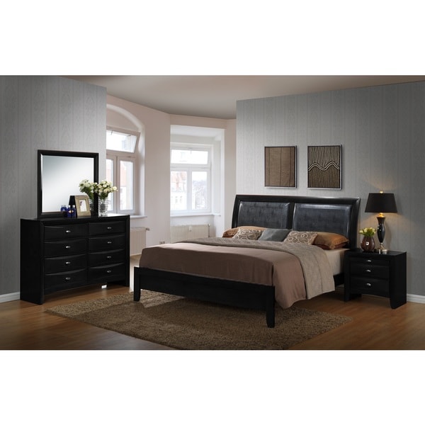 Shop Blemerey Black Bonded Leather and Wood Bedroom Set ...