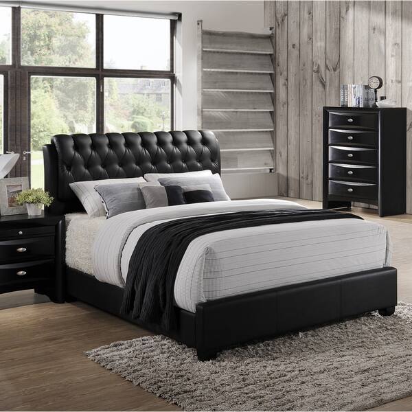 Shop Blemerey 110 Black Bonded Leather Bed Group King Bed