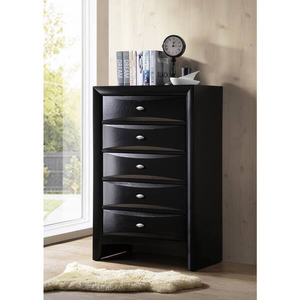 Blemerey Black Bonded Leather and Wood Bedroom Set, Includes King Bed, Dresser  Mirror, 2 Nightstands with Chest - Bed Bath & Beyond - 15004803