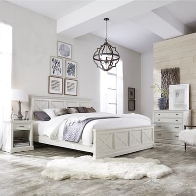 The Gray Barn 3-Piece Riverbone X-detail King Bed, Nightstand, and Chest Set