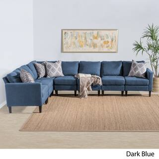 Blue Modern Contemporary Sofas Couches Online At Zahra 7 Piece Fabric Sectional Sofa Set By Christopher Knight Home