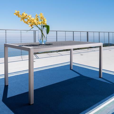 Cape Coral Outdoor Rectangle Aluminum Dining Table by Christopher Knight Home - 70.75" L x 35.25" W x 30.25" H