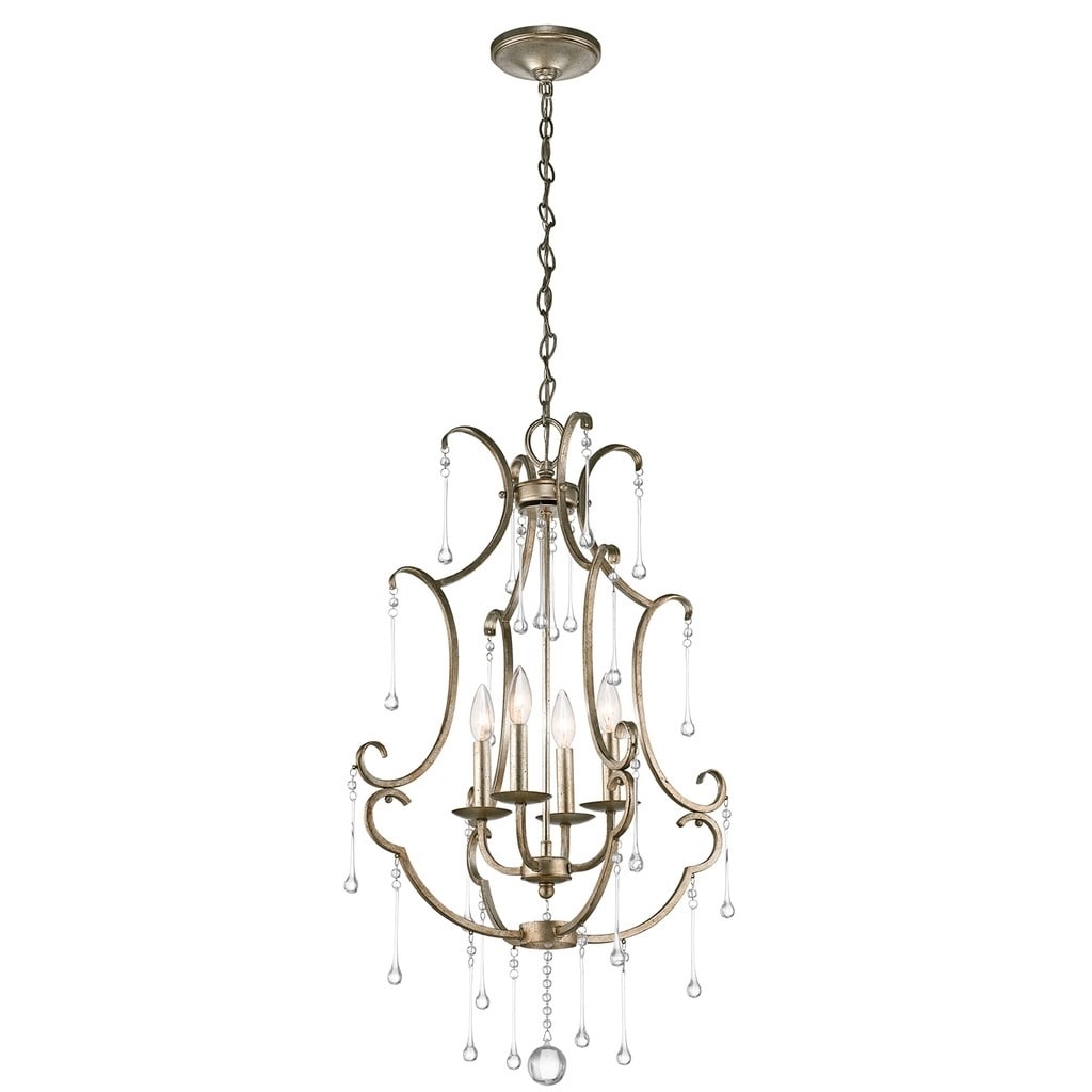 Kichler Lighting Shelsley Collection 4-light Sterling Gold Foyer Chandelier - Chandeliers For Bedrooms by Overstock.com