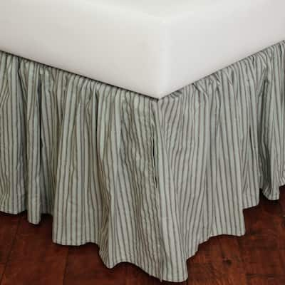 Skitting Blue Stripe 18-inch Drop 3 Piece Tuck In Bed Skirt