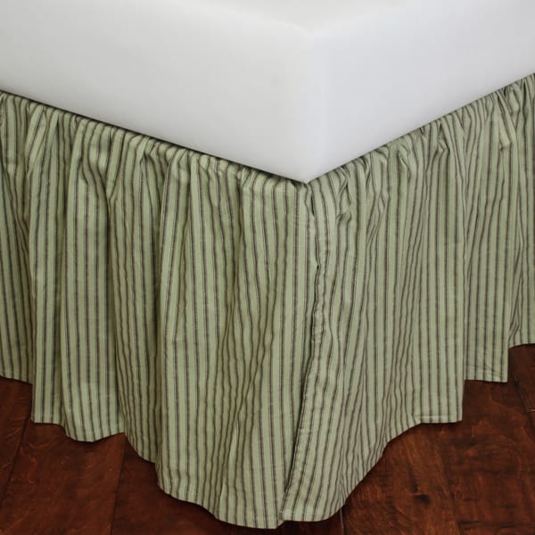 Shop Celedon Green Stripe 18inch Drop Bed Skirt Free Shipping Today