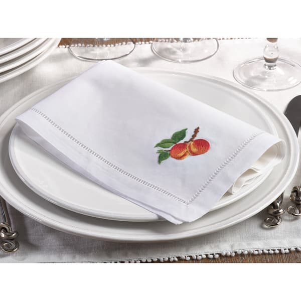 Cloth Napkins Set of 6 Hemstitch Cotton Dinner Napkin Wedding Napkin Ivory  20x20