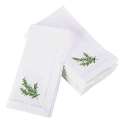 Rosemary Embroidered and Hemstitched Cotton Napkin (Set of 6)