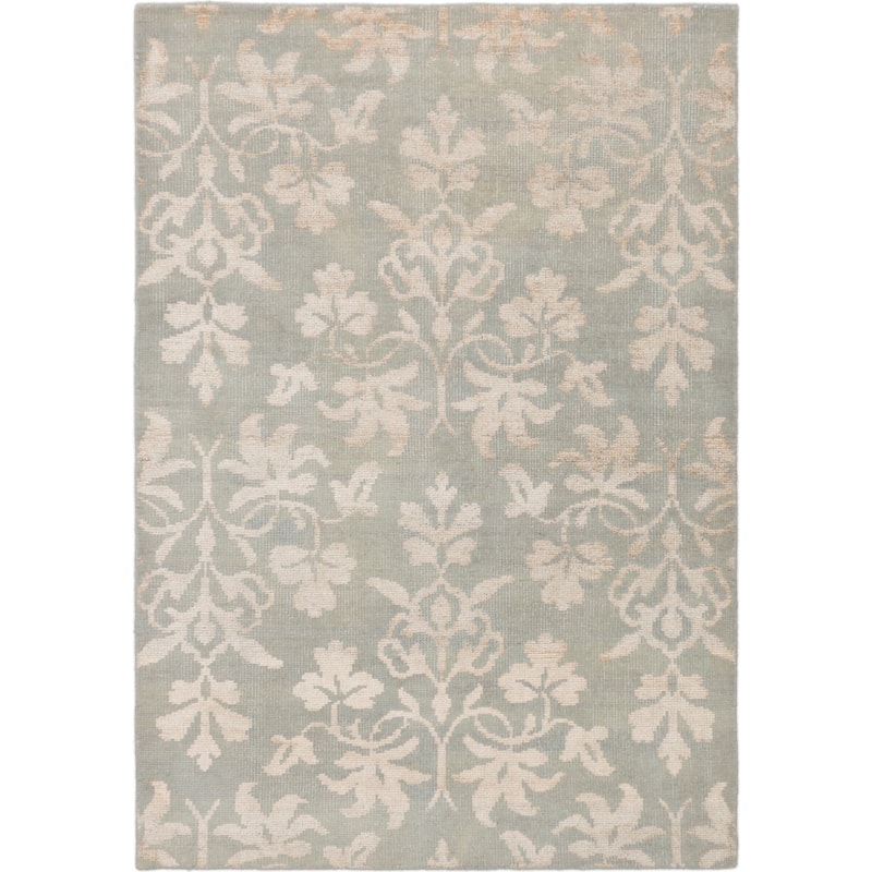 Hand-knotted La Seda Green Silk, Wool Rug - 5'4" x 7'8" - Grey