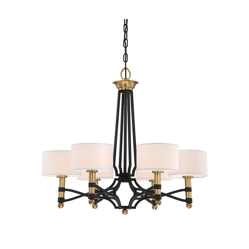 Exeter 6-Light Carbon with Warm Brass Accents Chandelier (6-Light Carbon with Warm Brass Accents Chandelier) - Chandeliers For Bedrooms by Overstock.com