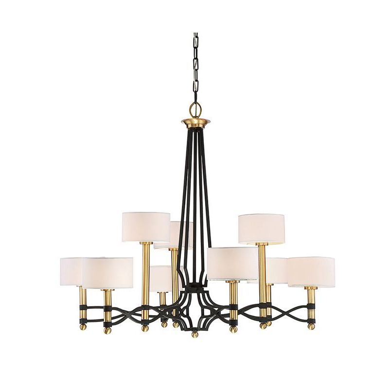 Exeter 9-Light Carbon with Warm Brass Accents Chandelier (9-Light Carbon with Warm Brass Accents Chandelier) - Chandeliers For Bedrooms by Overstock.com