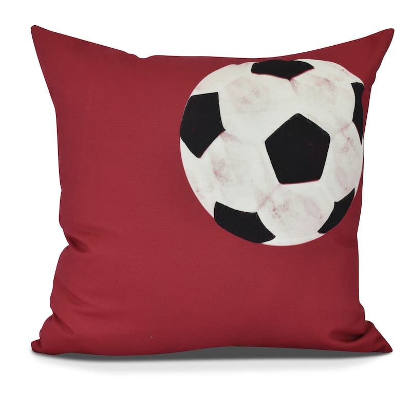 Soccer Ball Geometric Print Pillow - 16" x 16" - Red