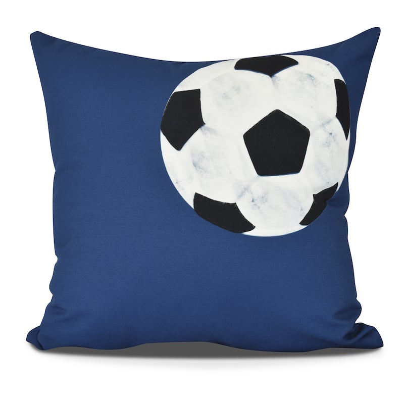 Soccer Ball Geometric Print Pillow - 16" x 16" - Navy