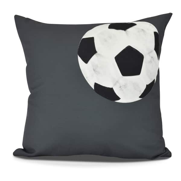 slide 1 of 1, Soccer Ball Geometric Print Pillow 16" x 16" - Grey