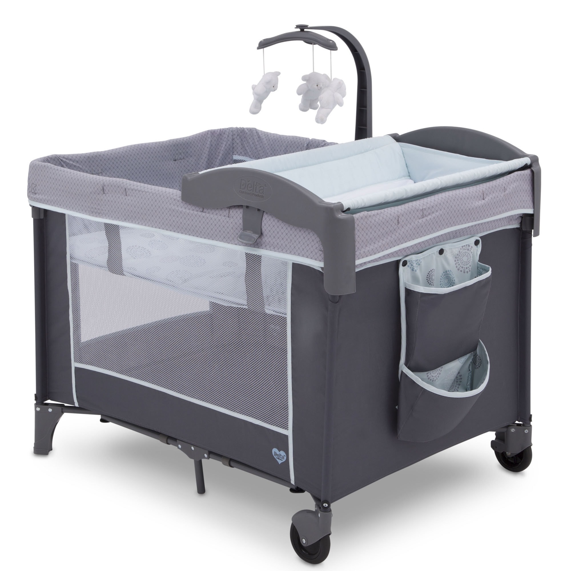 Shop Delta Children Eclipse Lx Deluxe Playard Blue Grey 27 X