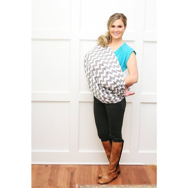 Grey Chevron Itzy Ritzy Nursing Happens Infinity Breastfeeding Scarf