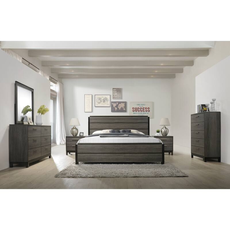 Roundhill Furniture Carbon Loft Lippmann Antique Grey Finish Wood Queen-size Bed