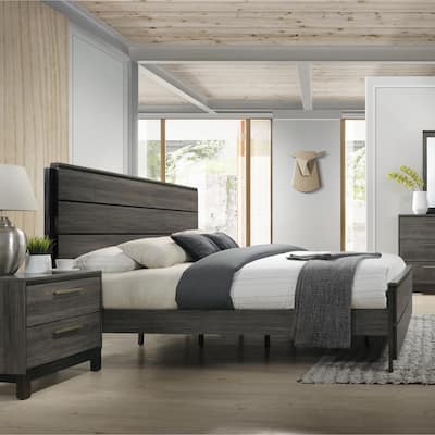 Roundhill Furniture Carbon Loft Lippmann Antique Grey Finish Wood Queen-size Bed