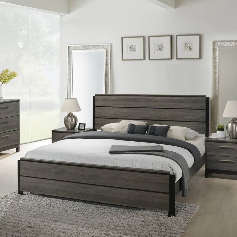 Roundhill Furniture Carbon Loft Lippmann Antique Grey Finish Wood Queen-size Bed